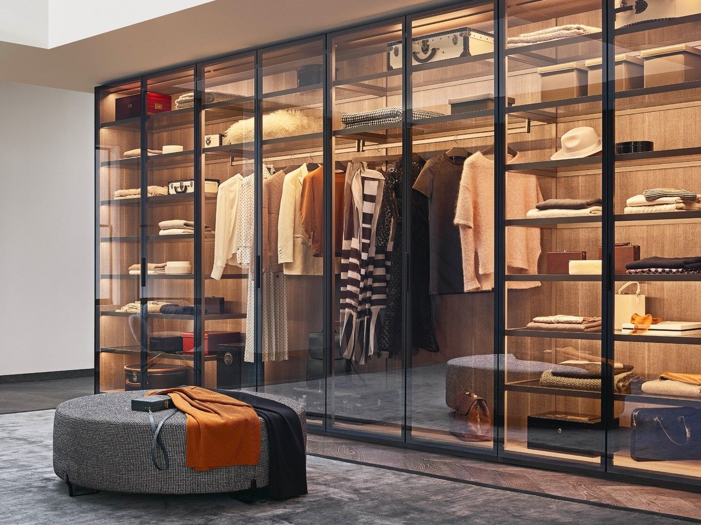 'Fitted' wardrobe with clear glass doors